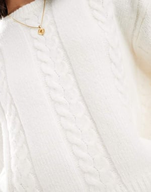 ASOS DESIGN cable crew neck jumper in cream