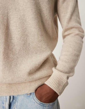 ASOS DESIGN lambswool crew neck knitted jumper in oatmeal
