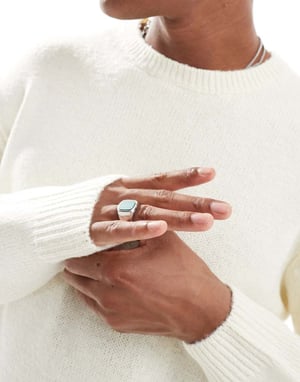 ONLY & SONS crew neck textured drop shoulder jumper in cream