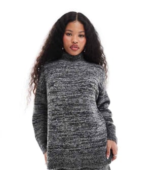 Vero Moda Petite oversized rollneck jumper co-ord in mono melange