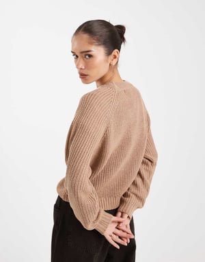 Threadbare high neck jumper in warm taupe
