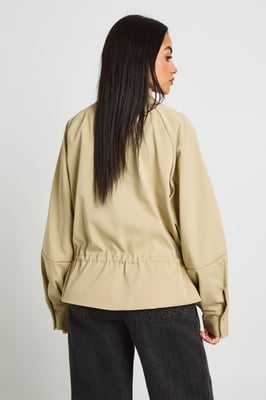 Cinched Waist Funnel Neck Jacket