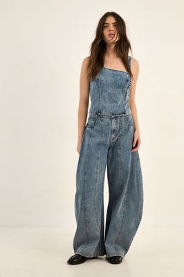 Seam Detail Balloon Leg Denim Jean