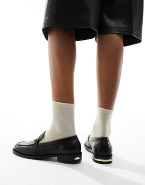 Walk London Rhea Trim Loafers In Black Leather