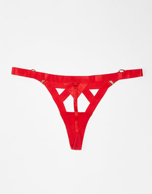 Bluebella Ariana thong with strapping details in red