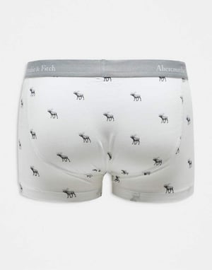 Abercrombie & Fitch 5 pack logo waistband all over icon trunks in blues