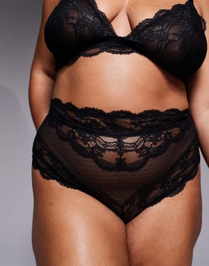 ASOS DESIGN Curve Lola lace high waist brief in black