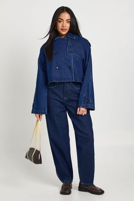 Cropped Denim Trench Coat