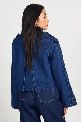 Cropped Denim Trench Coat