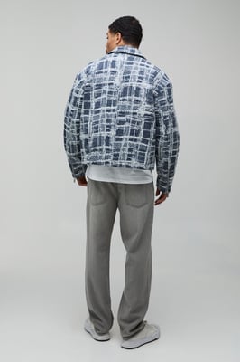 Boxy Fit Textured Jacquard Harrington Jacket
