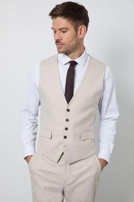 Neutral Textured Slim Fit Waistcoat