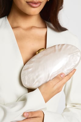 Pearlised Hard Shell Clutch Bag