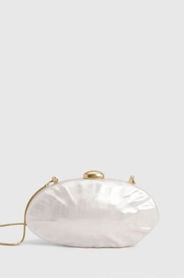 Pearlised Hard Shell Clutch Bag