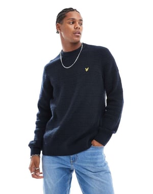 Lyle & Scott waffle knit jumper in navy