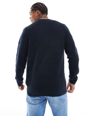 Lyle & Scott waffle knit jumper in navy