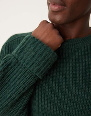 ASOS DESIGN oversized wool mix heavyweight rib knitted jumper in dark green
