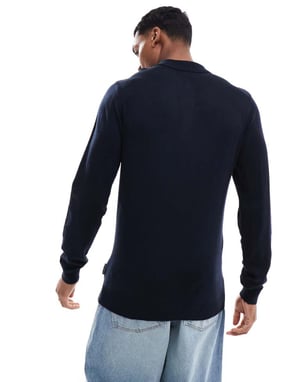 French Connection soft touch polo jumper in navy