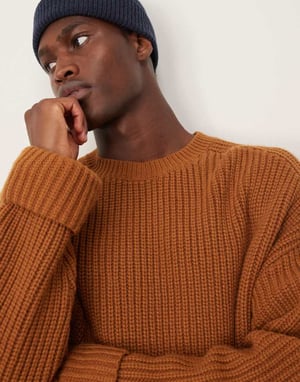 ASOS DESIGN oversized wool mix heavyweight rib knitted jumper with in tan