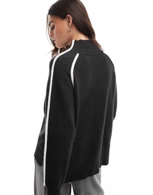 French Connection knitted jumper with contrast in grey and white