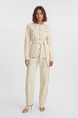 Cotton Utility Button Detail Tie Waist Shirt