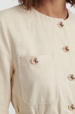 Cotton Utility Button Detail Tie Waist Shirt