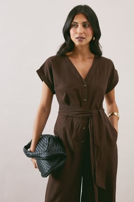 Cotton Button Detail Jumpsuit