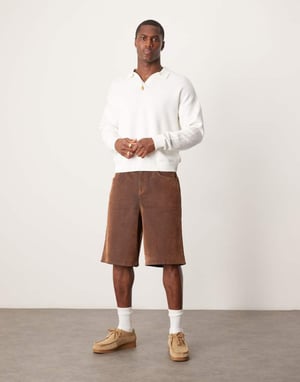 ASOS DESIGN relaxed fit knitted notch neck jumper in ecru