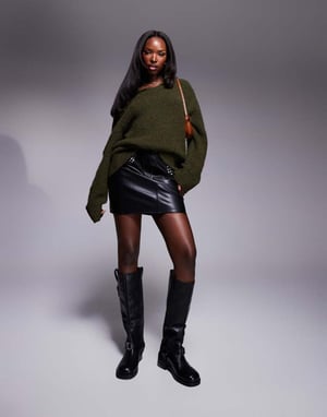 ASOS DESIGN wool blend knitted v neck jumper in forest green