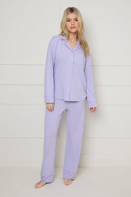 Nightwear Tipped Long Sleeve Pyjama Set