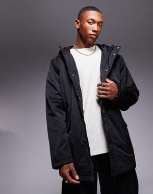 ASOS DESIGN wadded borg lined parka in black