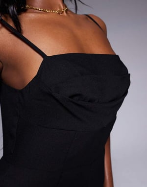 ASOS DESIGN corset detail structured jumpsuit in black