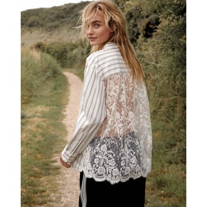 Summum 2s3364-12437 122 blouse stripe lace mix ivory