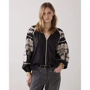 Summum 2s3363-120 990 top sleeve embroidered cambric cotton black