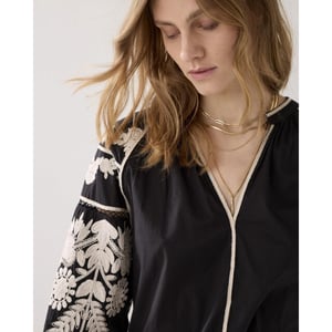 Summum 2s3363-120 990 top sleeve embroidered cambric cotton black
