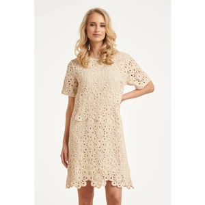 Smashed Lemon Elegante gehaakte jurk met bloemenprint in off-white |