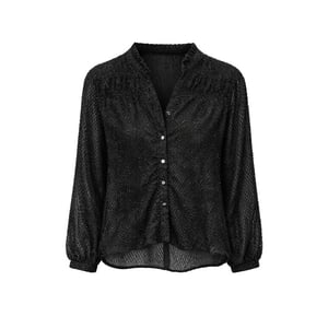 Smashed Lemon Zwarte blouse met lurex structuur en knoopsluiting |