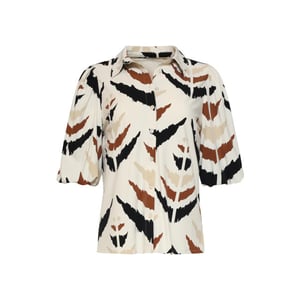 Smashed Lemon Travelstof blouse met grafische aztec print met korte mouw |