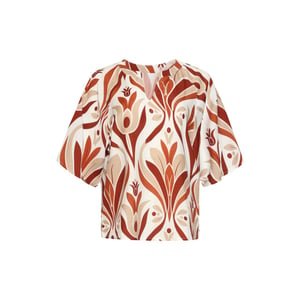 Smashed Lemon Top met wijde mouwen en retro print |