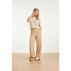 Smashed Lemon Luchtige wide leg broek in zandkleur – stijlvolle essentials |