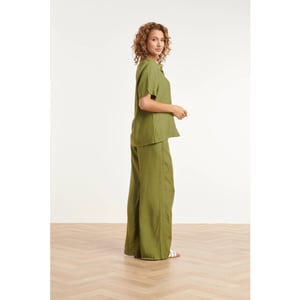 Smashed Lemon Stijlvolle wide-leg broek met gladde tailleband |