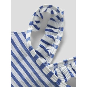 Name It Meisjes badpak nkfzippa blauw/wit gestreept