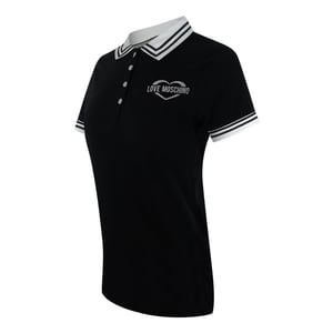 Love Moschino Silver Heart Logo Black Polo Shirt