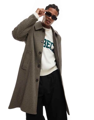 Cotton On houndstooth check relaxed trench coat