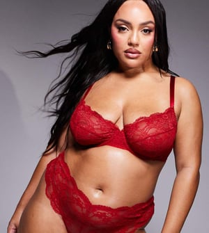 ASOS DESIGN Curve Lola lace underwired bra in red
