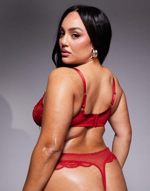 ASOS DESIGN Curve Lola lace underwired bra in red