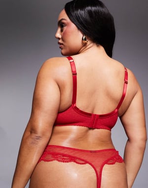 ASOS DESIGN Curve Lola lace push up bra in red