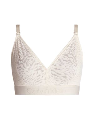 Calvin Klein Maternity Intrinsic CK logo unlined triangle plunge patterned bralette in white