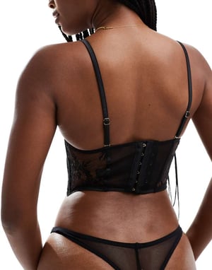 Bluebella Madeline lace and mesh wired bustier in black