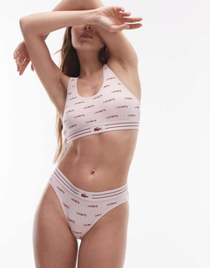 Lacoste bralette in light pink with all over valentines logo print