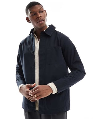 French Connection lined mac jacket with collar in navy